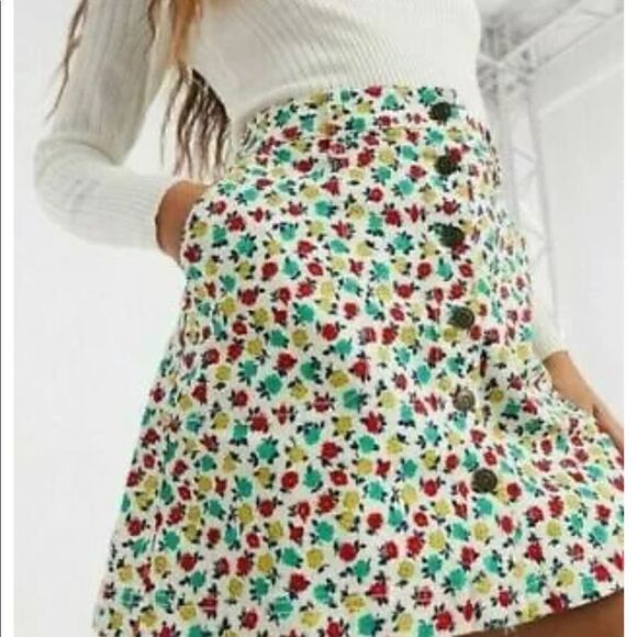 J. Crew Mercantile Floral Denim Stretch Button Front Skirt Size 4 EUC - Picture 10 of 10